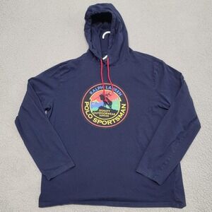 Polo Country Ralph Lauren Hoodie Mens L (Fits M) Navy Sportsman Outdoor Pullover